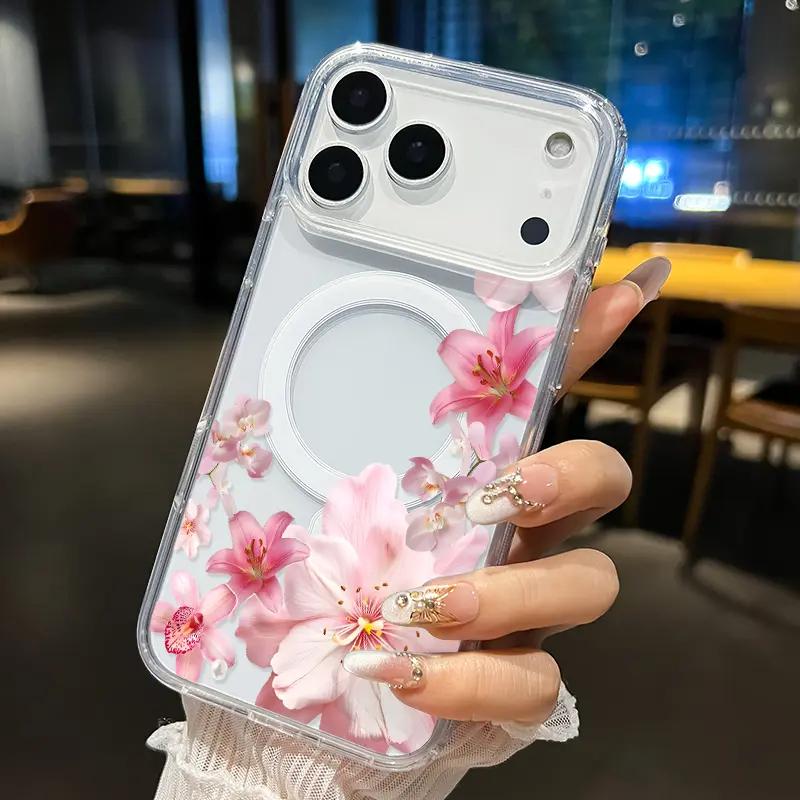 Blush Floral Cascade Magnetic Phone Case by Mood In Case